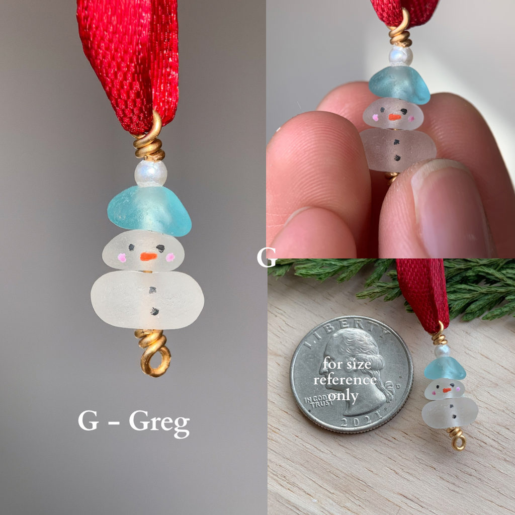 Sea Glass *Mini* Snowman Ornament ⛄️