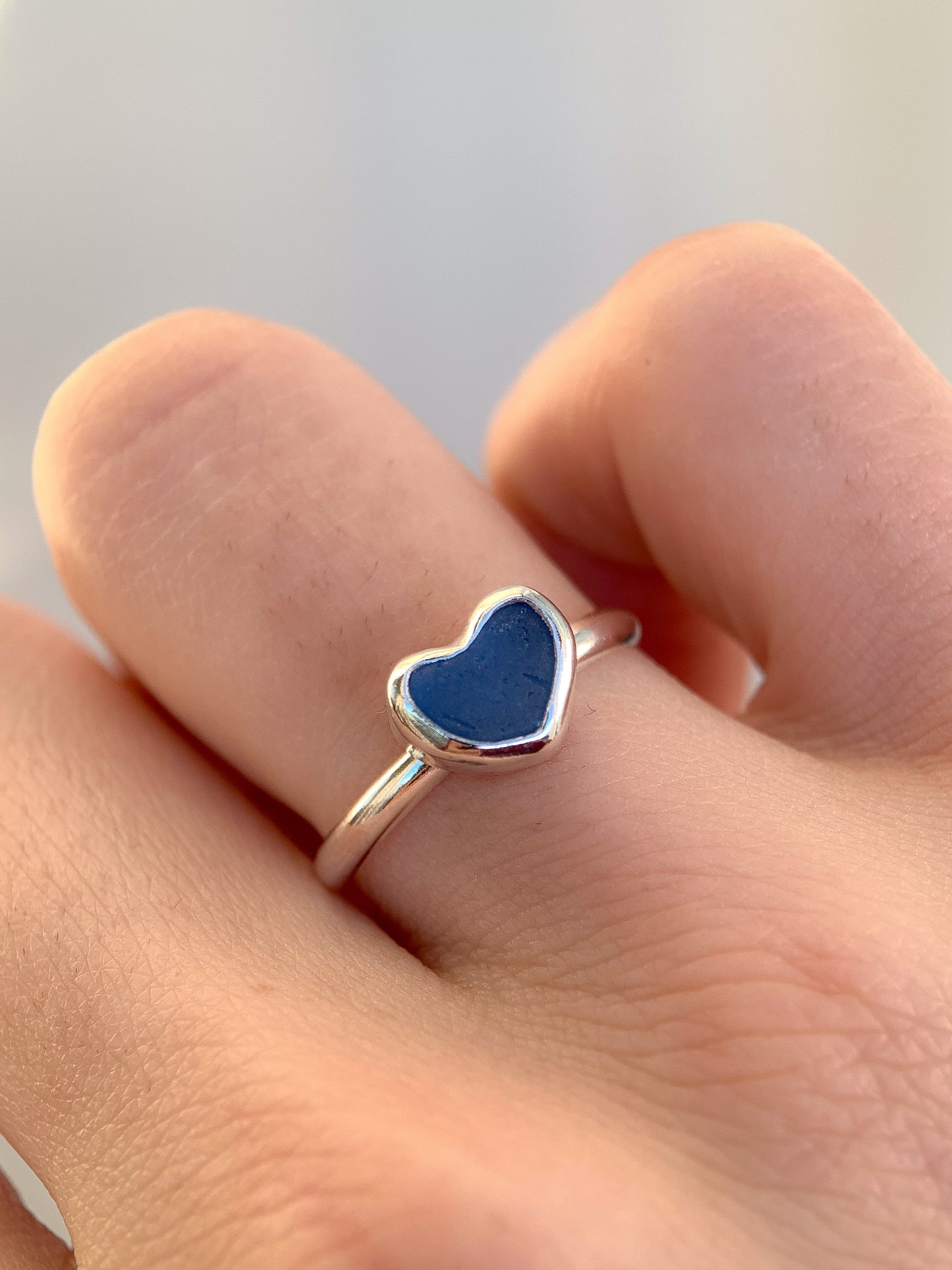 Sea Glass Heart Ring (US 6.25)