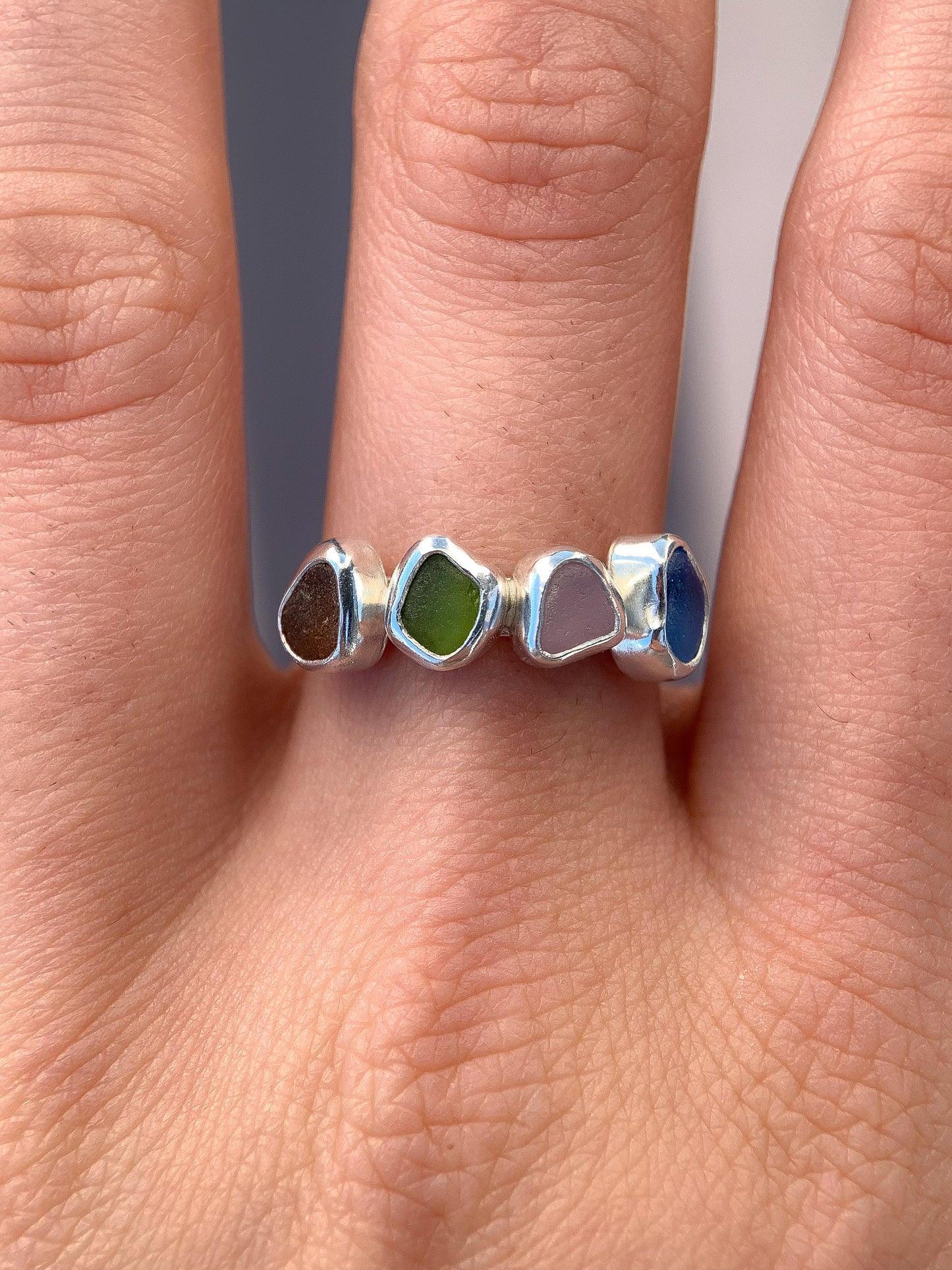 Multi-Sea Glass Ring (US 7.5)