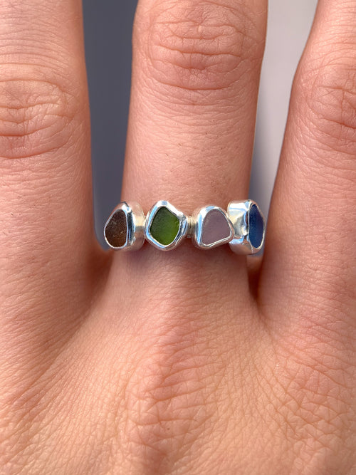 Multi-Sea Glass Ring (US 7.5)