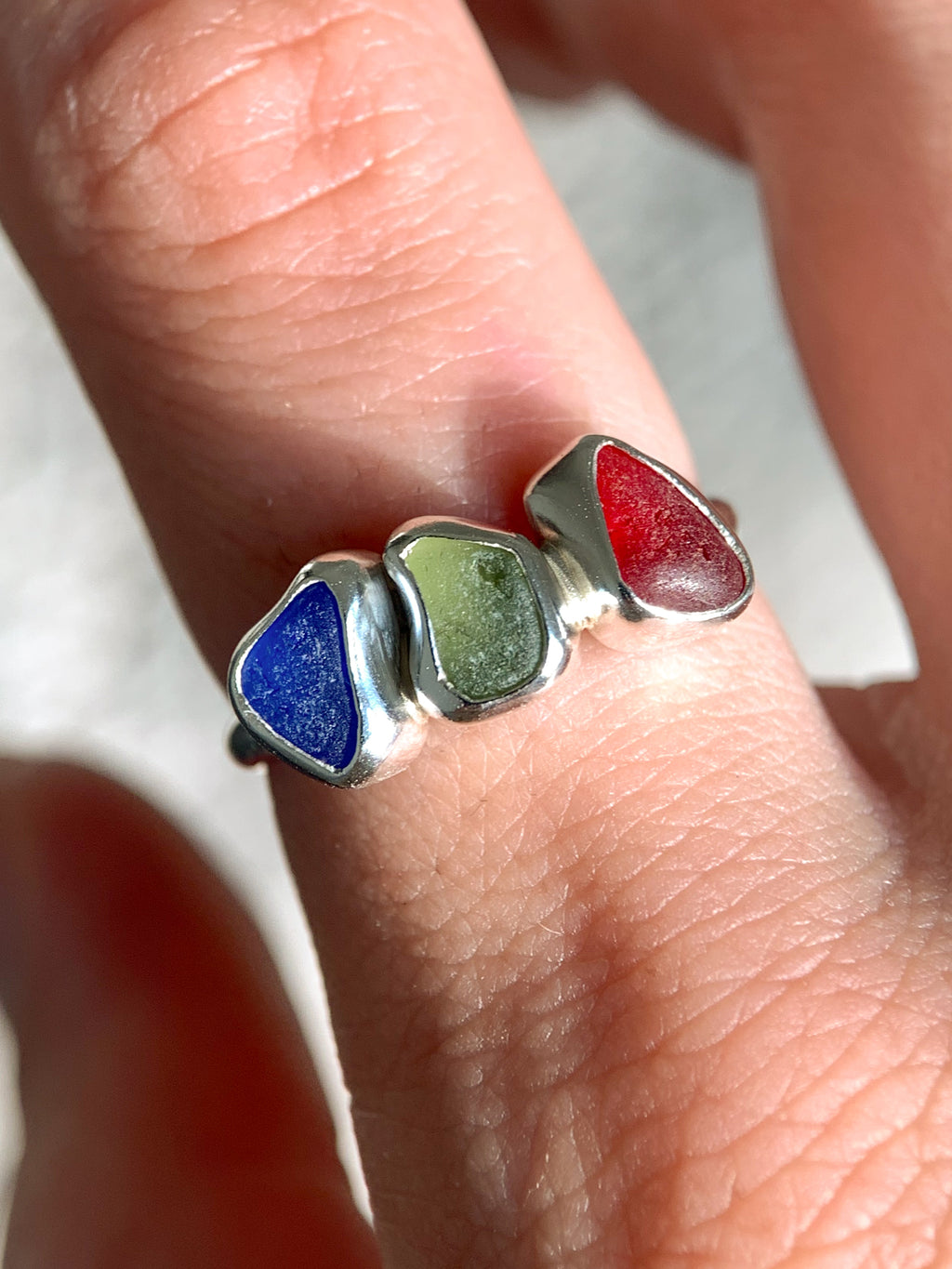 Multi-Sea Glass Ring (US 7.5)