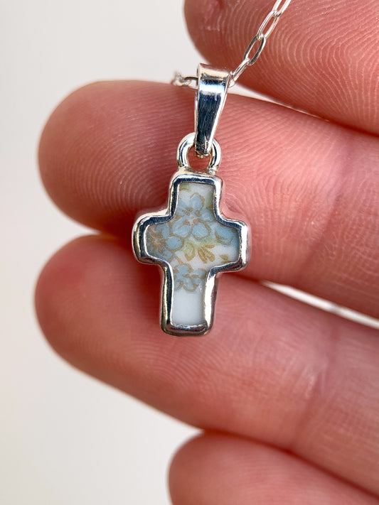 Upcycled Pottery Cross Necklace