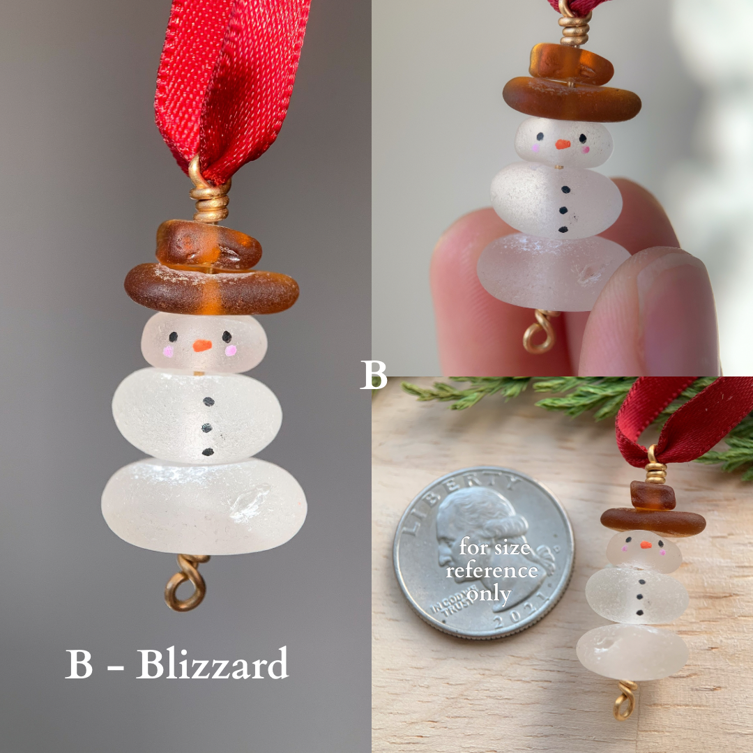 Sea Glass Snowman Ornament - Classic ⛄️
