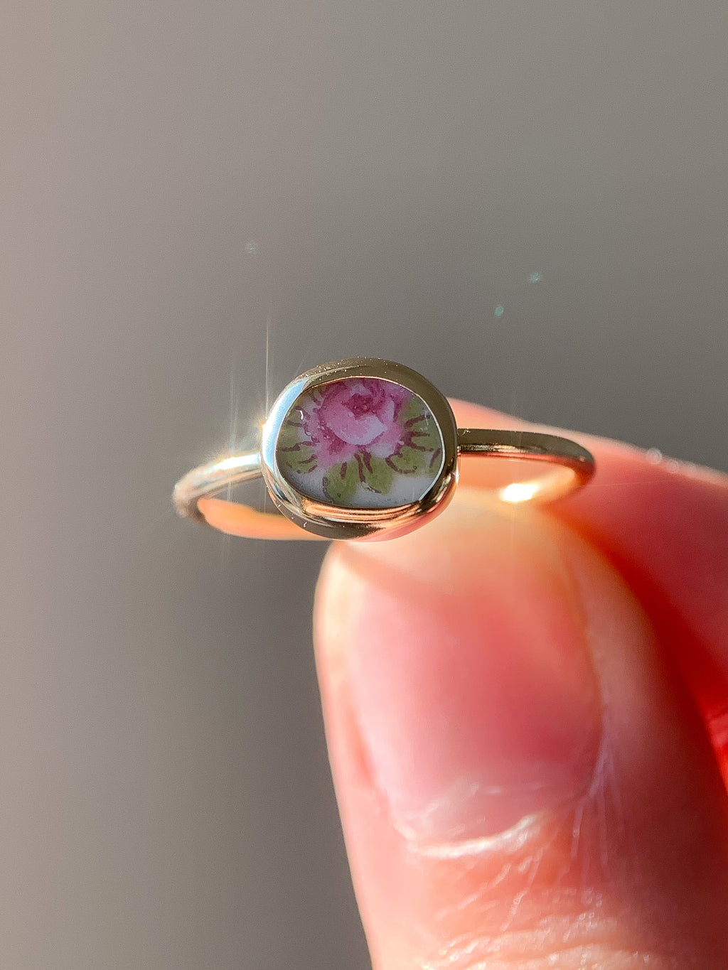 Upcycled Pottery Ring in Gold (US 5.5)