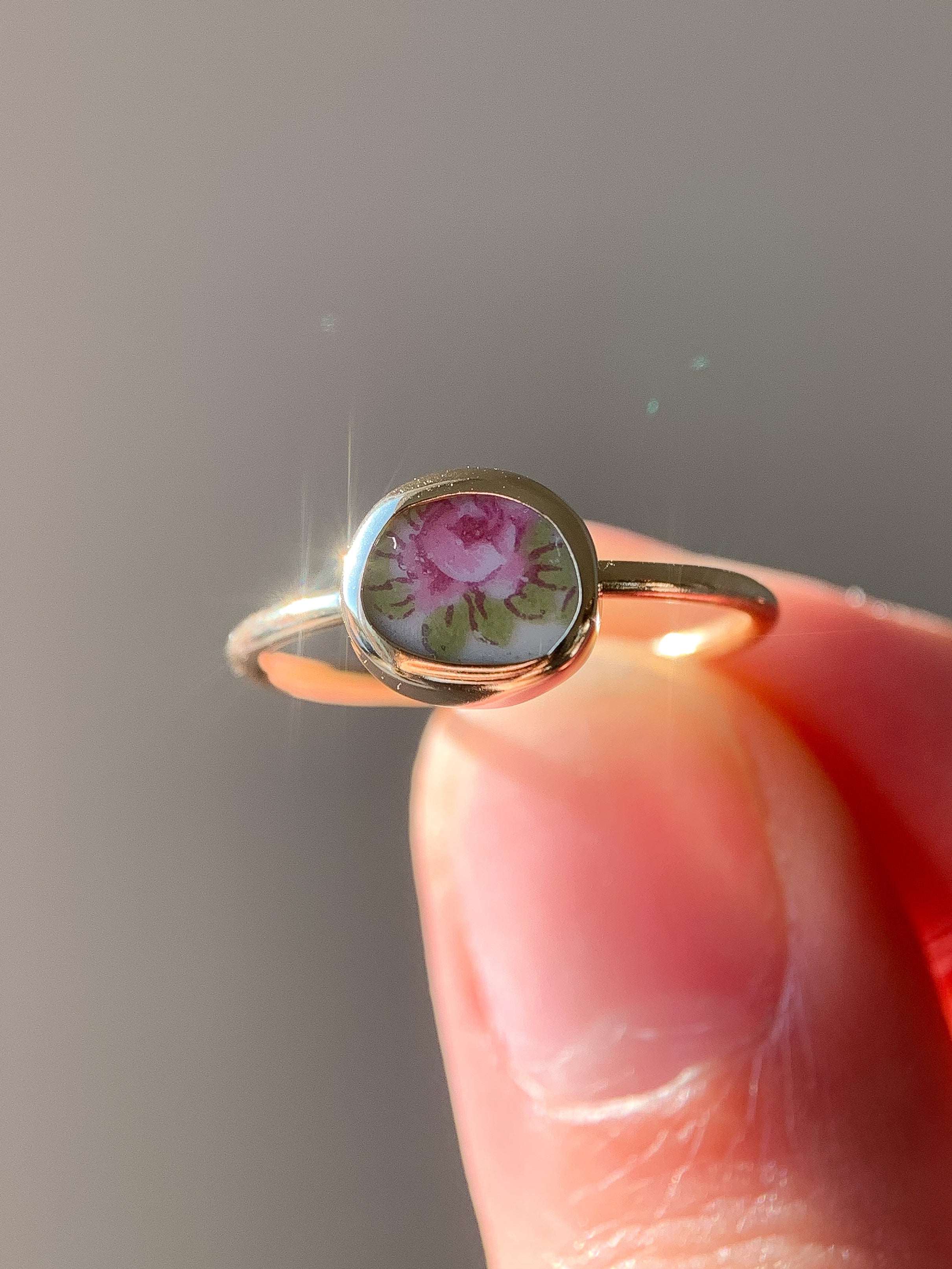 Upcycled Pottery Ring in Gold (US 5.5)