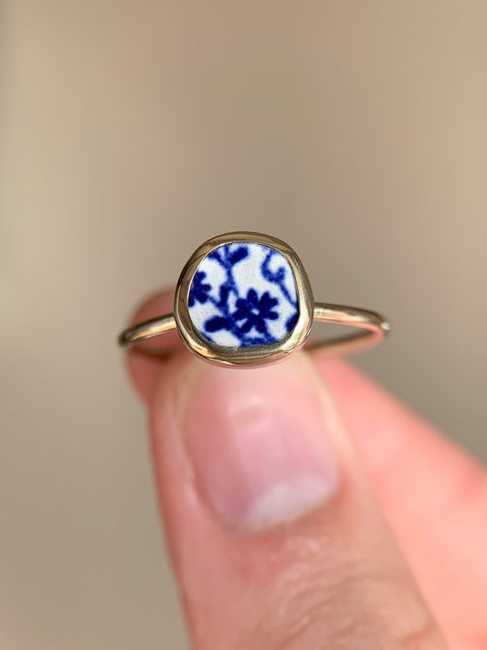 Upcycled Pottery Ring in Gold (US 7.75)