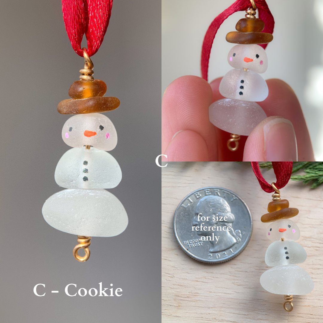 Sea Glass Snowman Ornament - Classic ⛄️