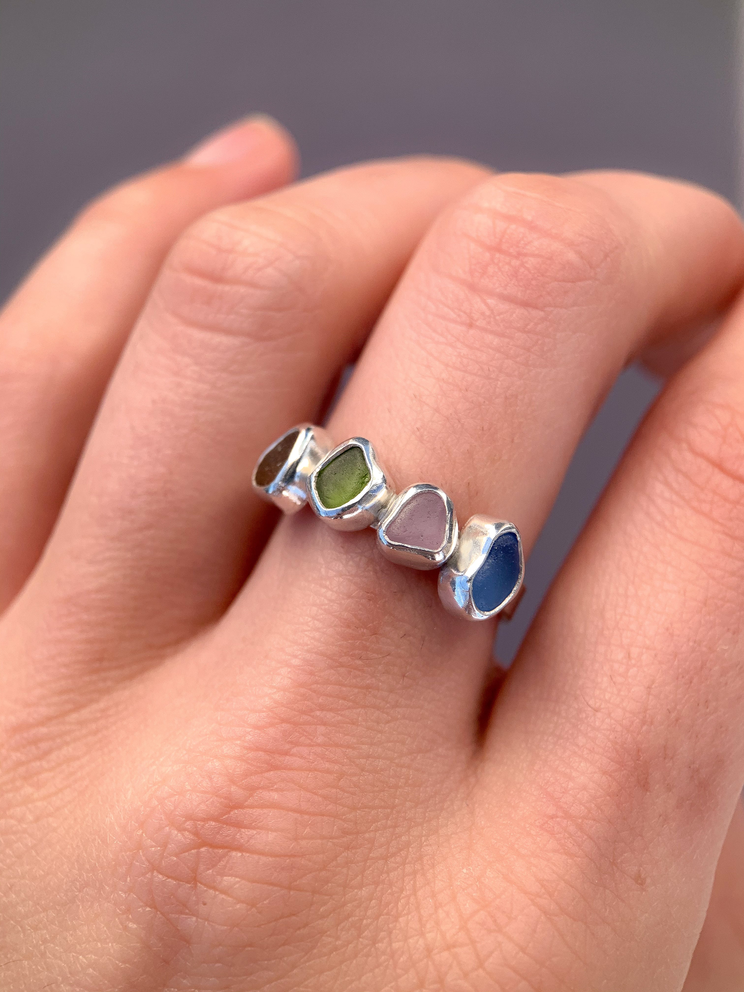 Multi-Sea Glass Ring (US 7.5)