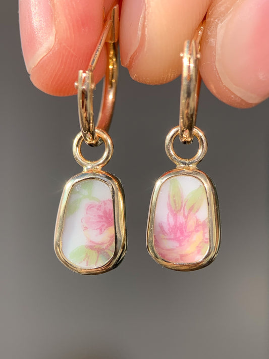 Upcycled Pottery Earrings in Gold