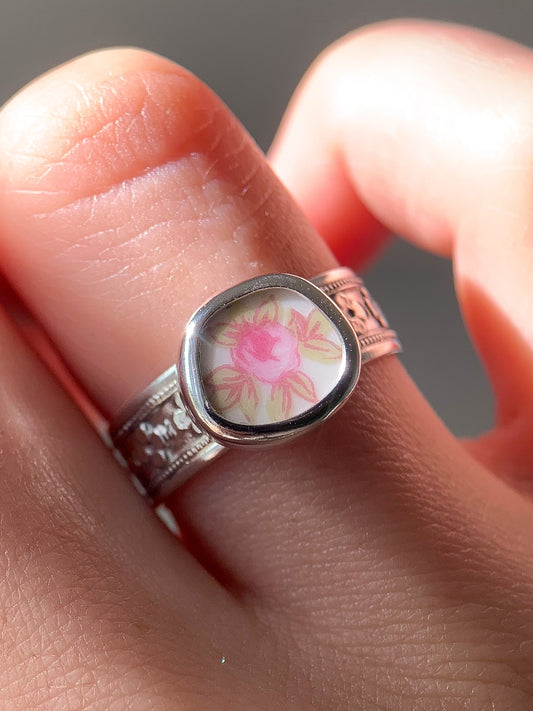 Chunky Upcycled Pottery Ring (US 6.25)