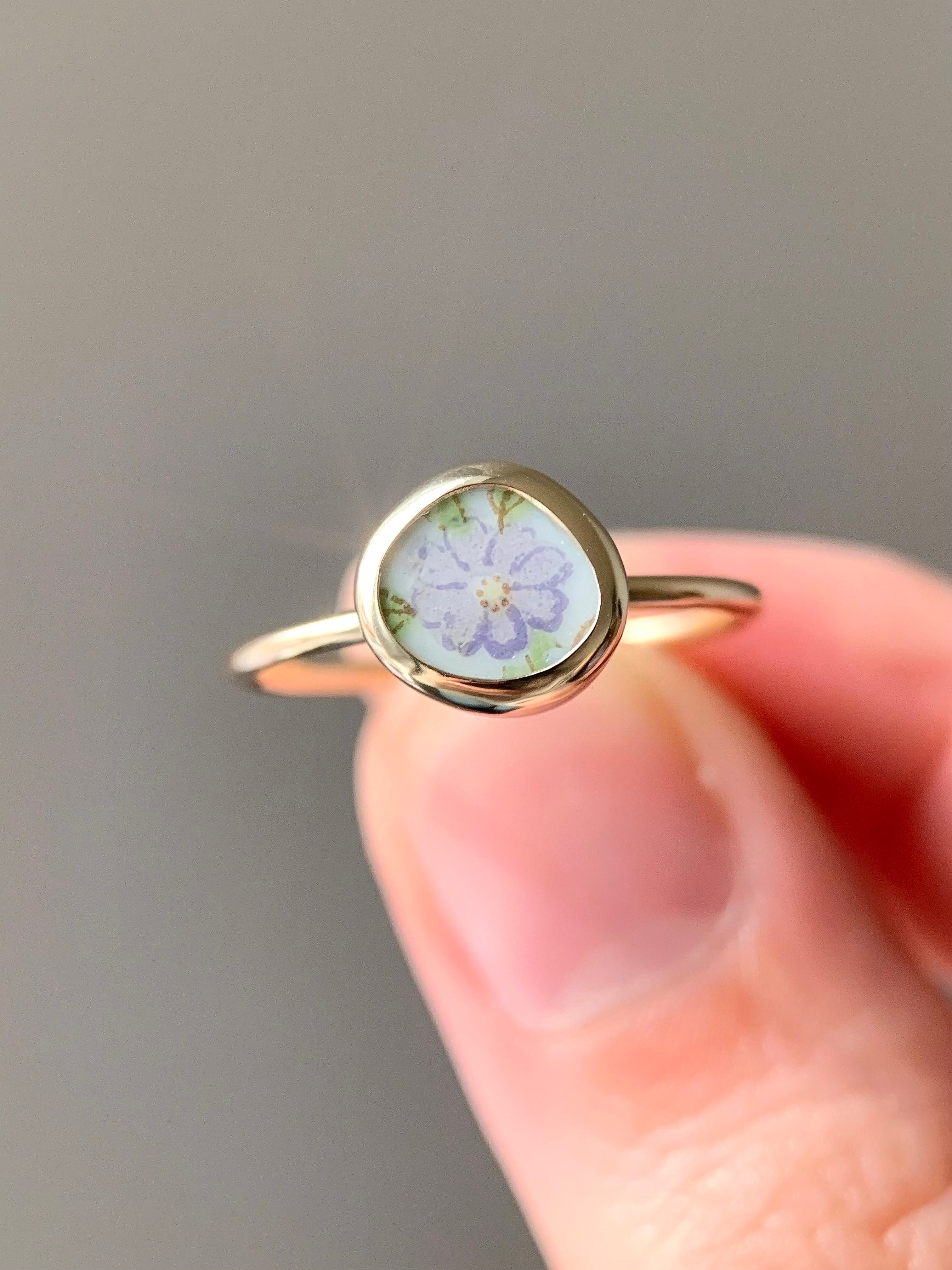 Upcycled Pottery Ring in Gold (US 7.25)