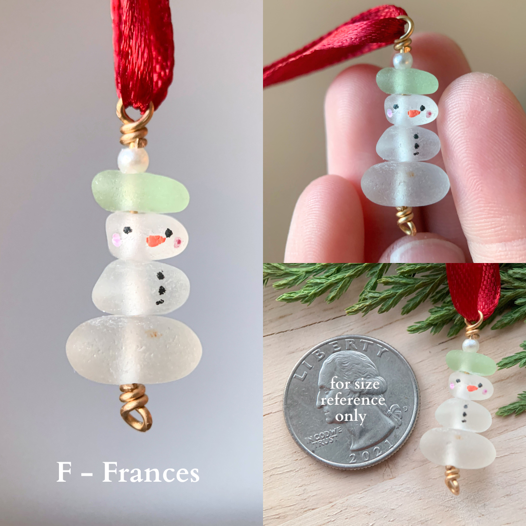 Sea Glass Snowman Ornament ⛄️