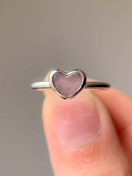 Sea Glass Heart Ring (US 5)