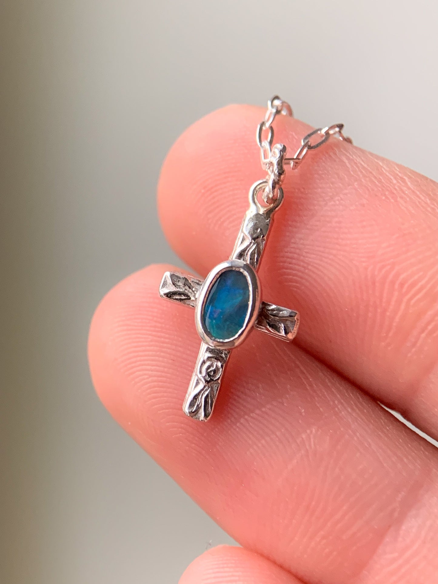 Australian Opal Cross Necklace