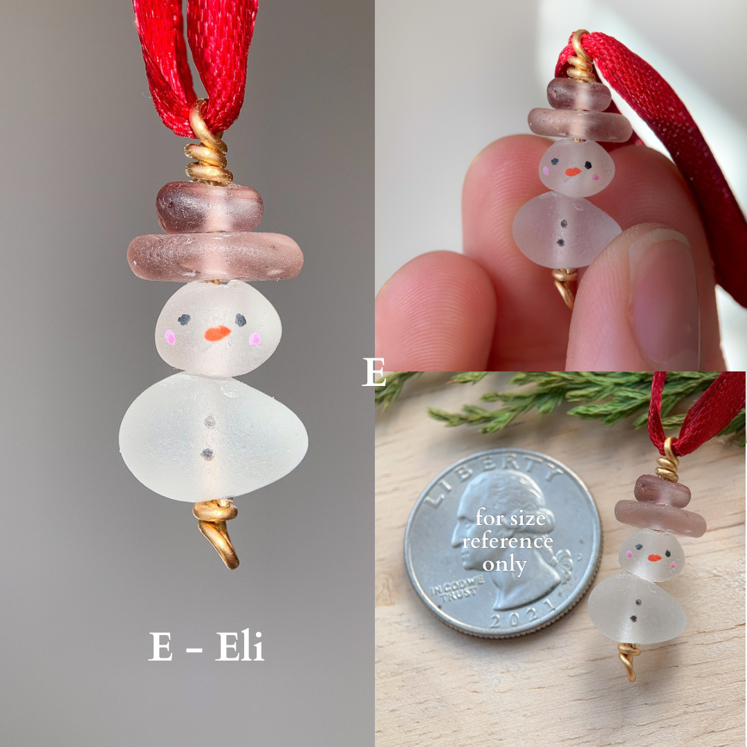 Sea Glass Snowman Ornament - Colorful ⛄️