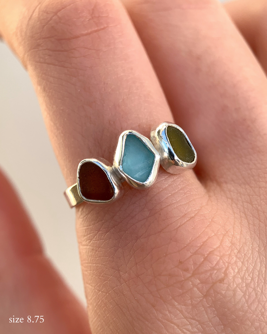 Multi-Sea Glass Ring (US 8.75)
