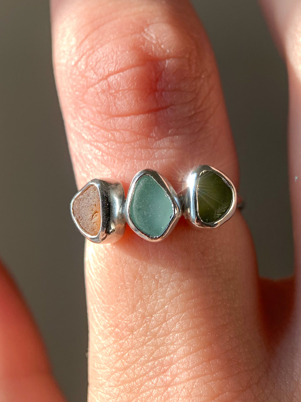 Multi-Sea Glass Ring (US 6.25)