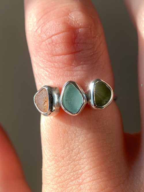 Multi-Sea Glass Ring (US 6.25)