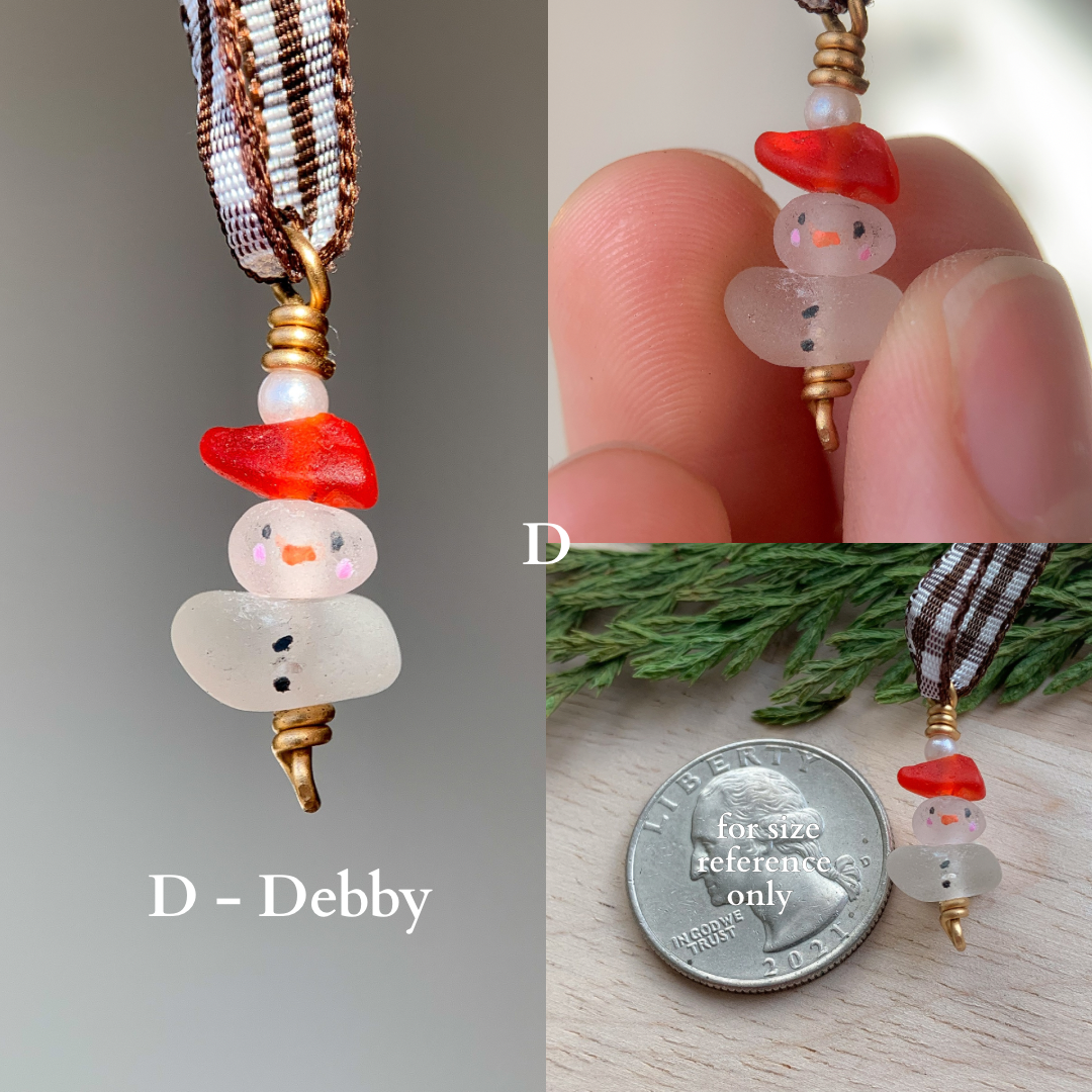 Sea Glass *Mini* Snowman Ornament ⛄️