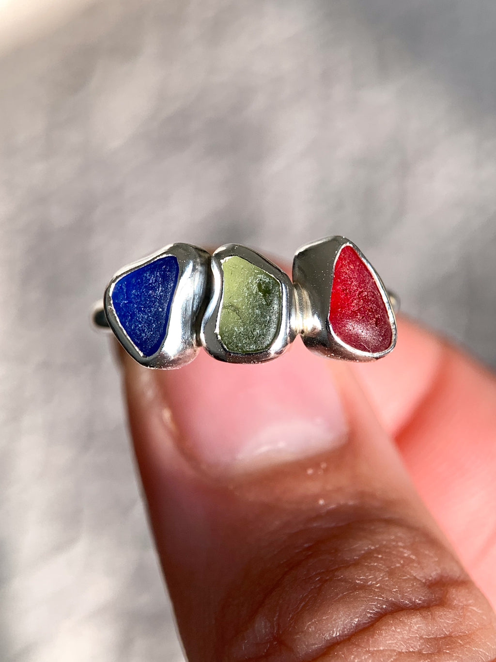 Multi-Sea Glass Ring (US 7.5)