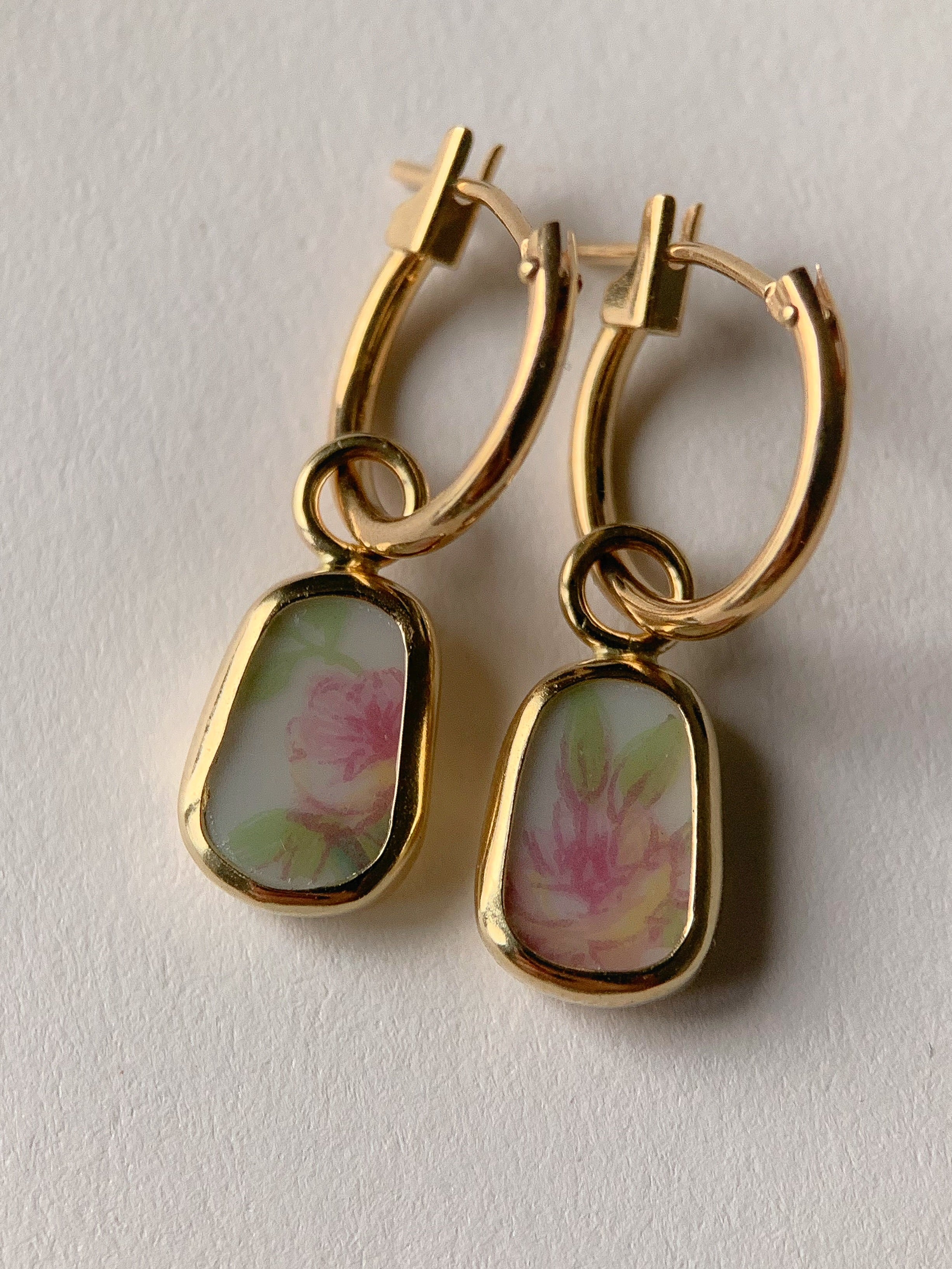 Upcycled Pottery Earrings in Gold