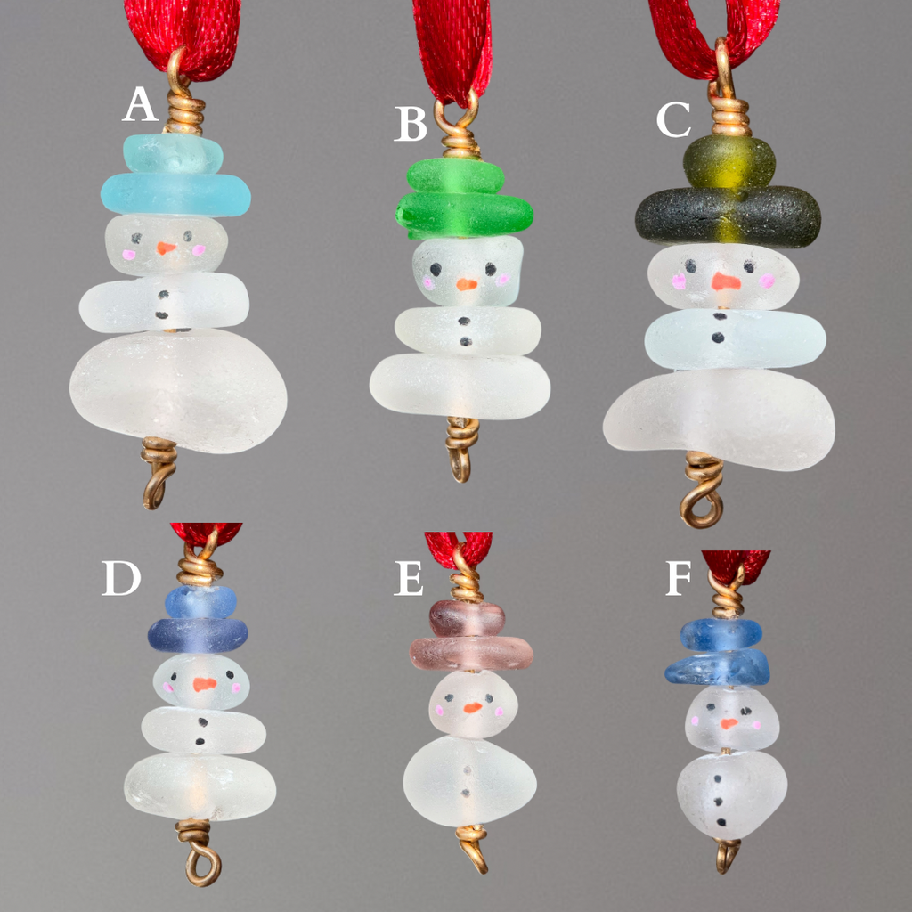 Sea Glass Snowman Ornament - Colorful ⛄️