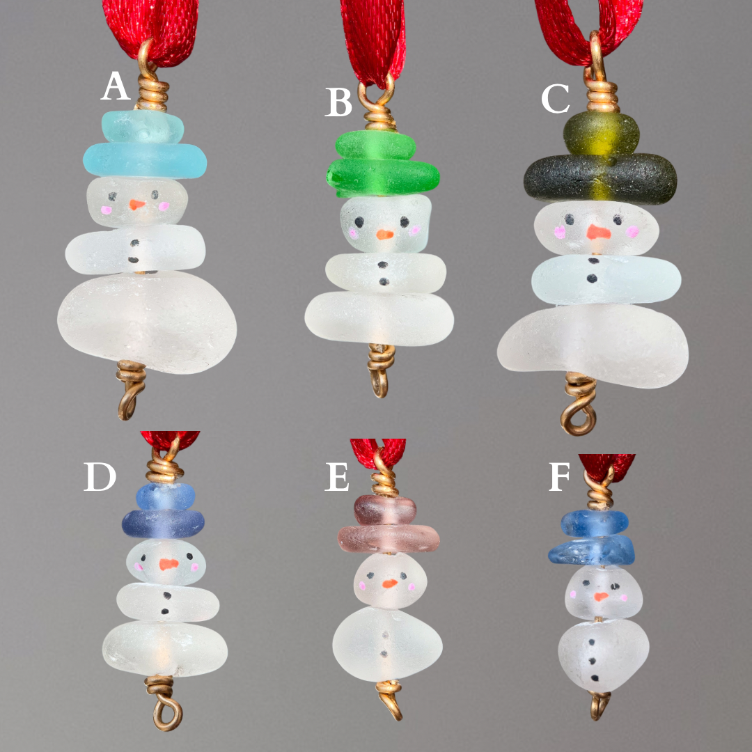 Sea Glass Snowman Ornament - Colorful ⛄️
