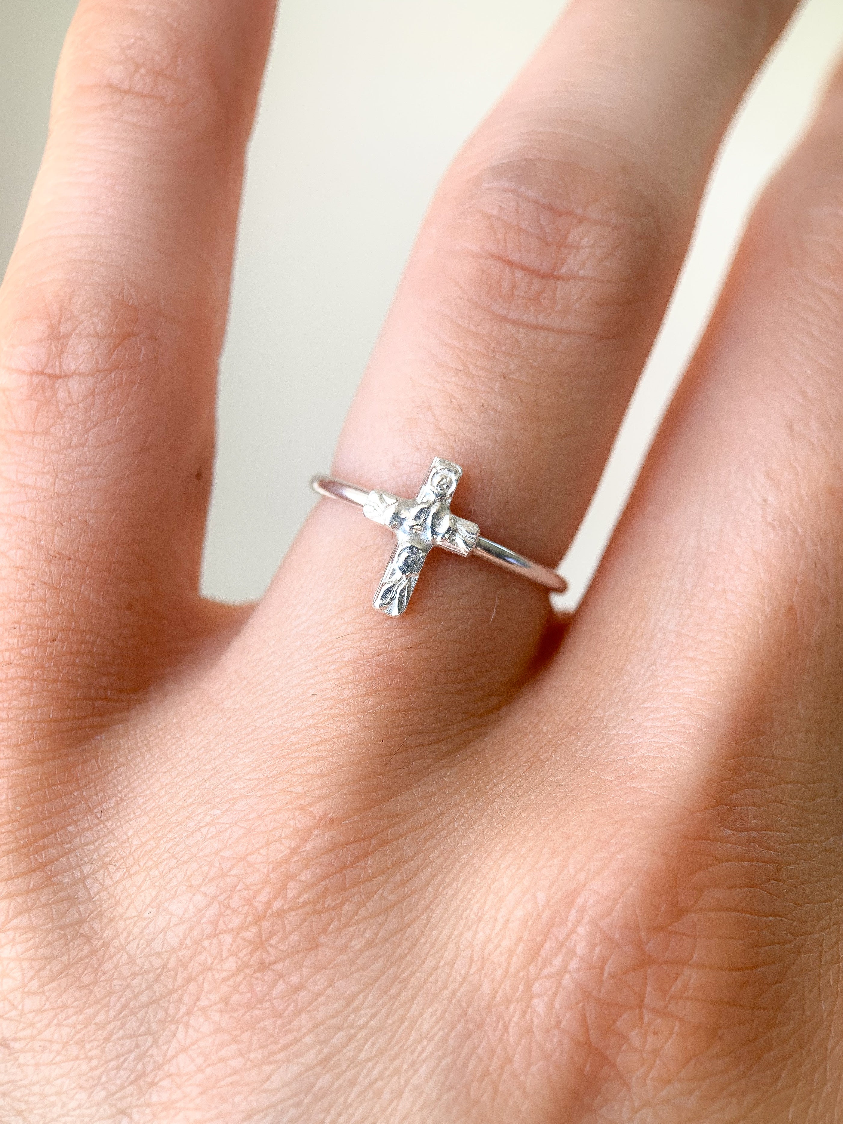 Tiny Cross Ring (Made-to-order)