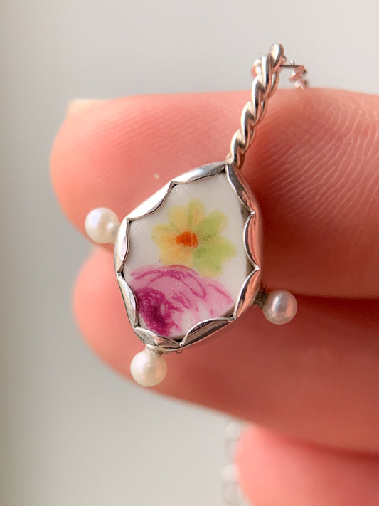 Upcycled Pottery + Pearl Necklace