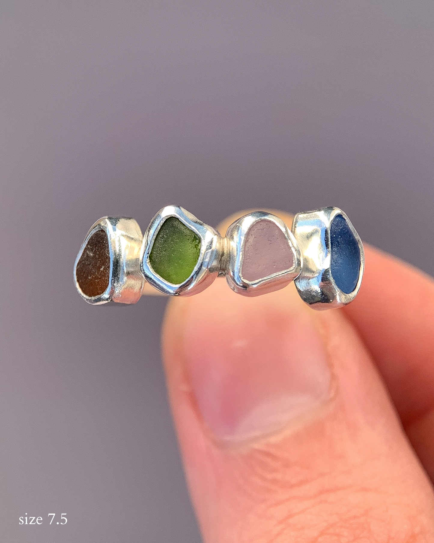 Multi-Sea Glass Ring (US 7.5)