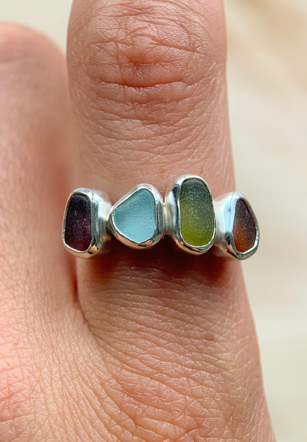 Multi-Sea Glass Ring (US 8)