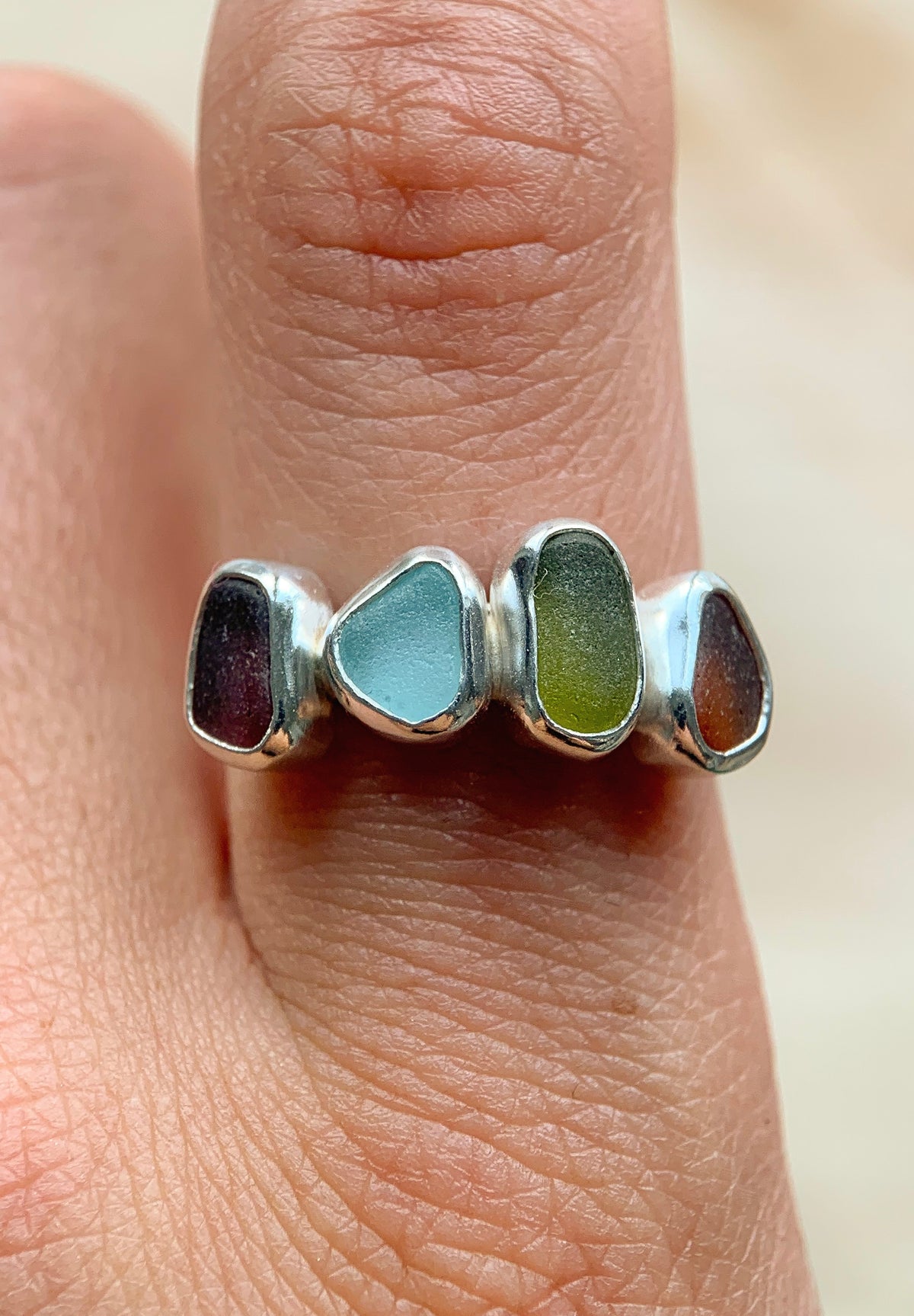 Multi-Sea Glass Ring (US 8)