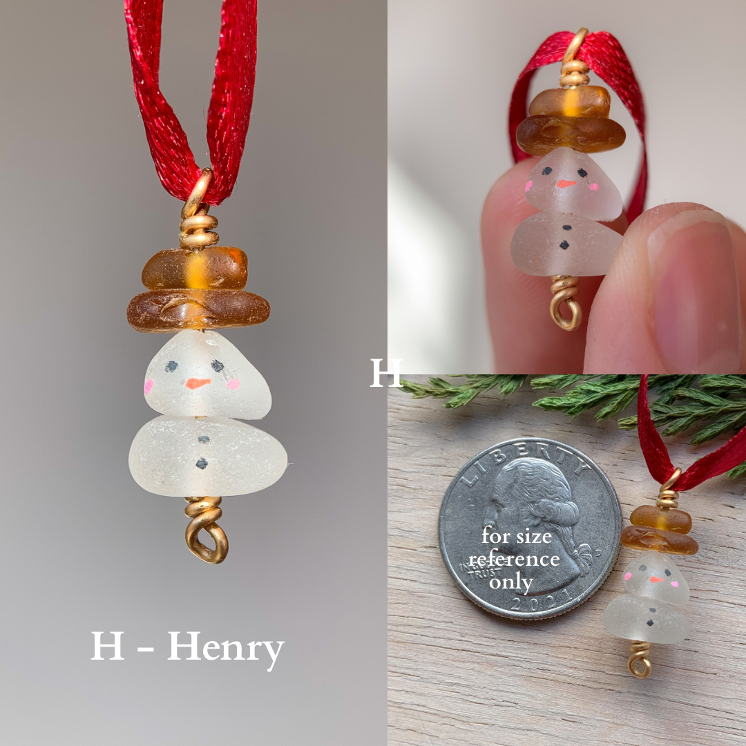 Sea Glass Snowman Ornament - Classic ⛄️