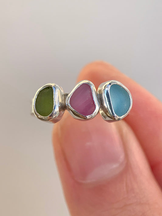 Multi-Sea Glass Ring (US 6.5)