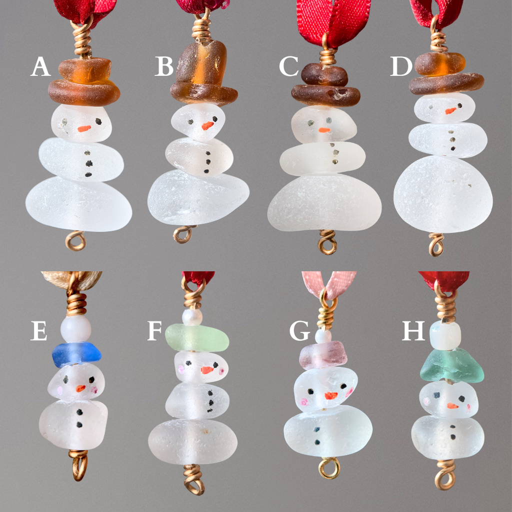 Sea Glass Snowman Ornament ⛄️