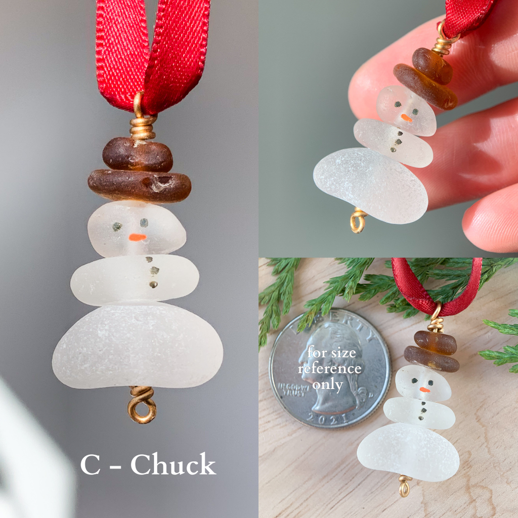 Sea Glass Snowman Ornament ⛄️