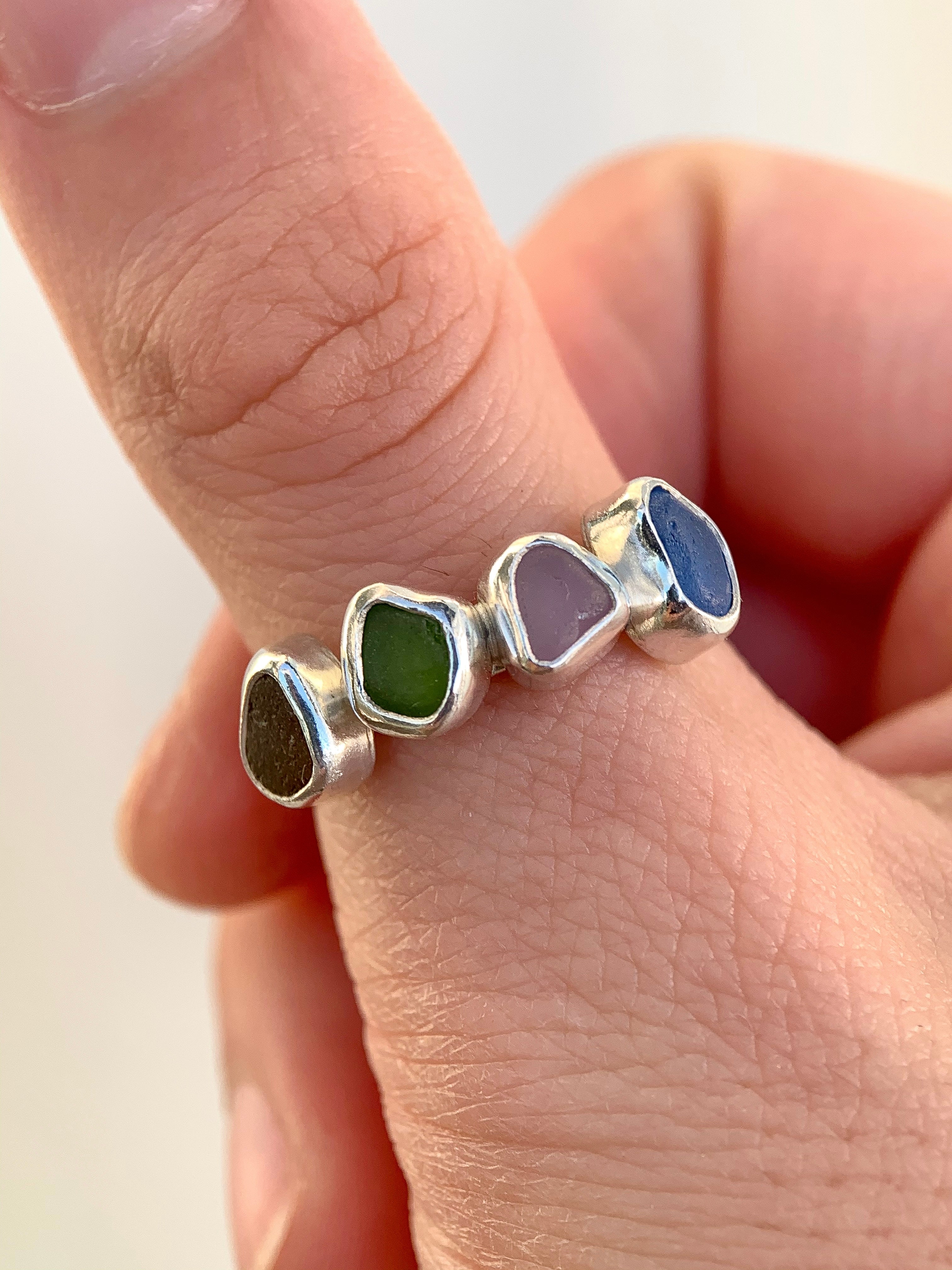 Multi-Sea Glass Ring (US 7.5)